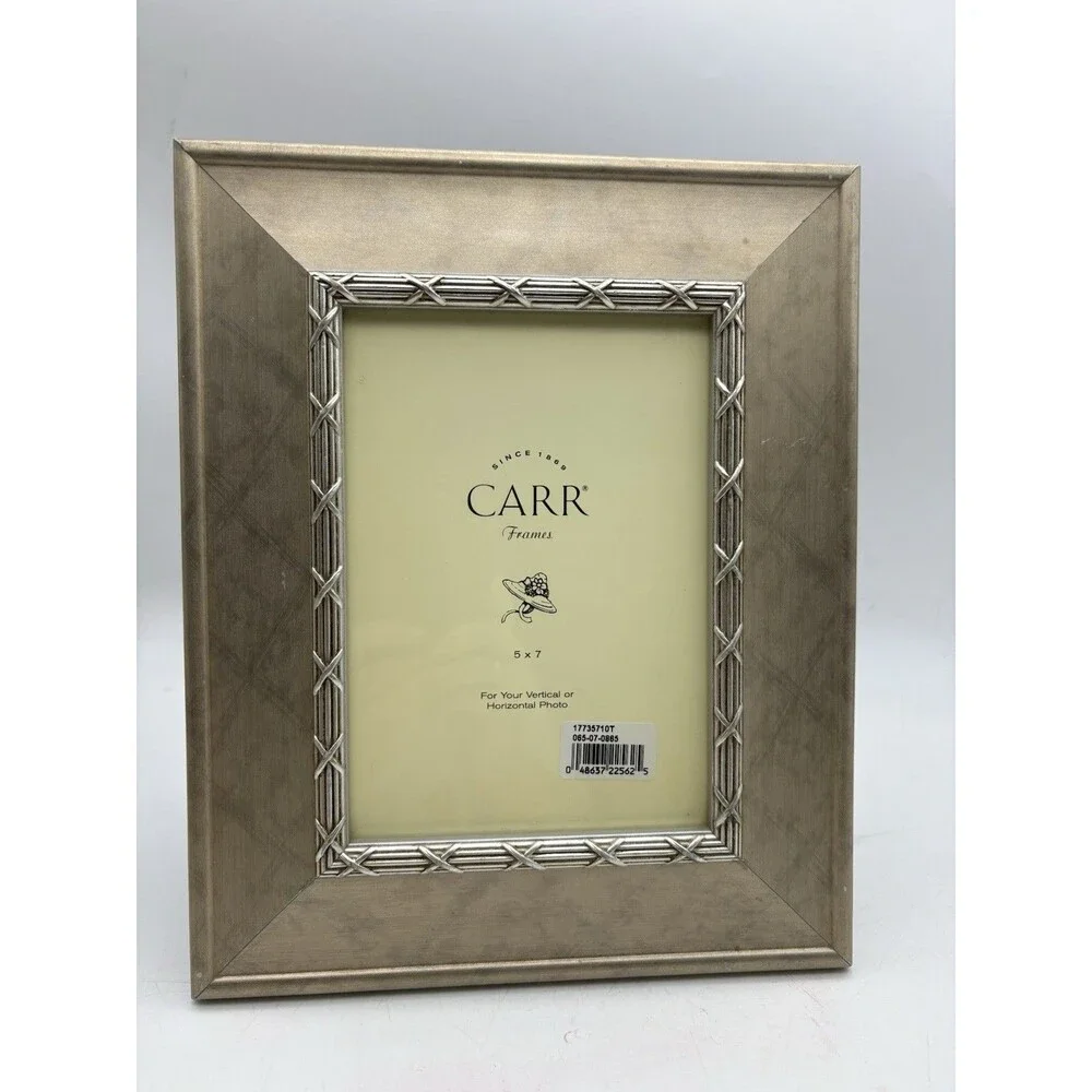 Carr 5x7 Picture Frame Brushed Champagne Silver Tabletop Wall Photo Frame